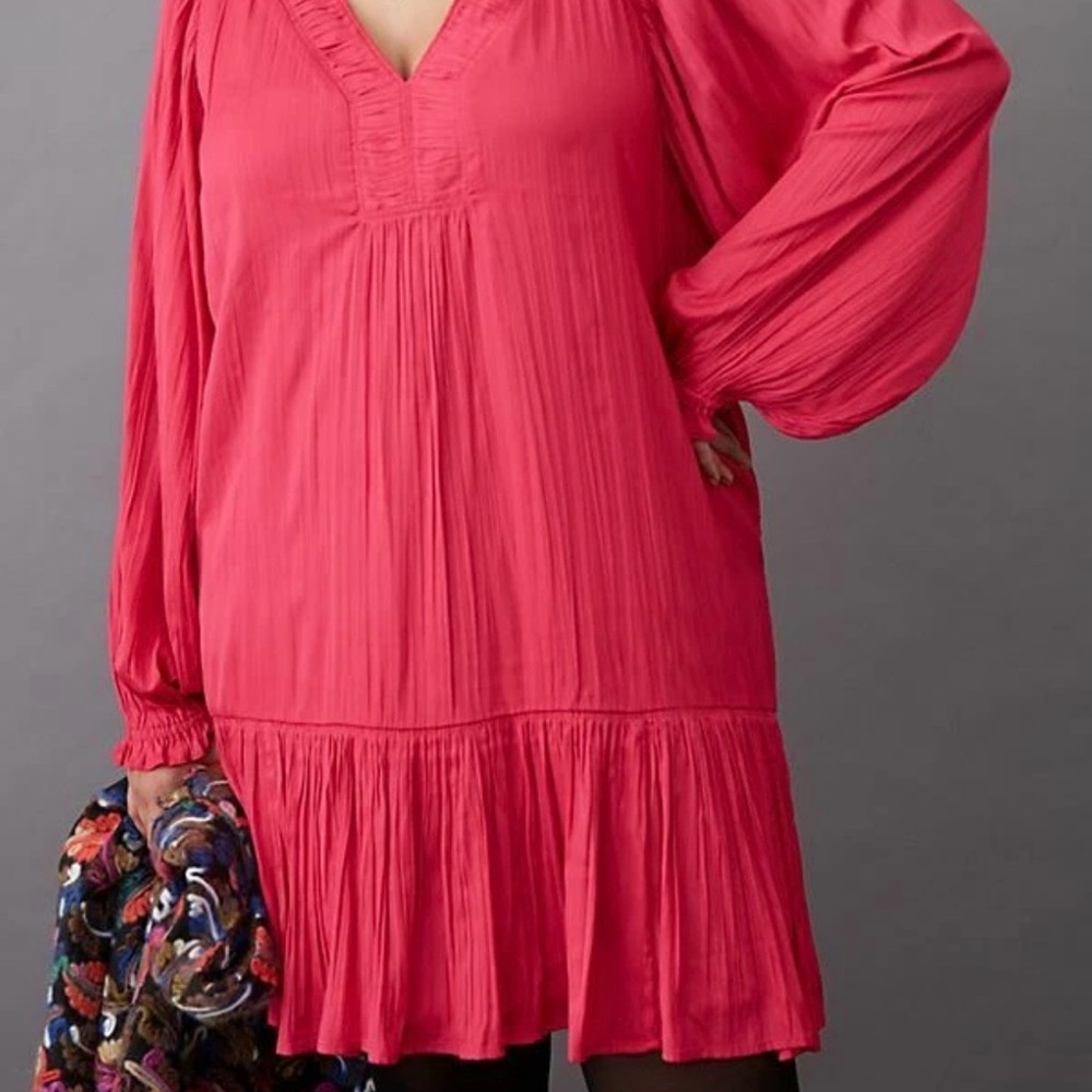 Anthropologie sabia flounced V-Neck Long Sleeve Tiered Midi Dress size L